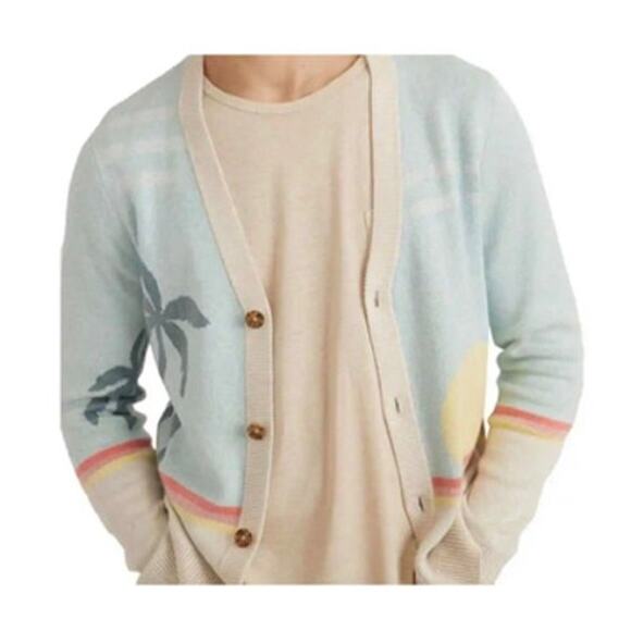 Marine Layer NWT Sunset Palm Finn Intarsia Cardigan Sweater Large - Picture 11 of 11